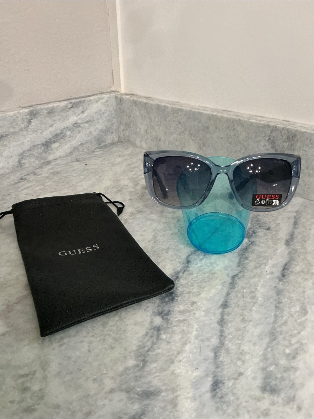GUESS Women's Light Blue Frame Sunglasses with Gradient Lenses